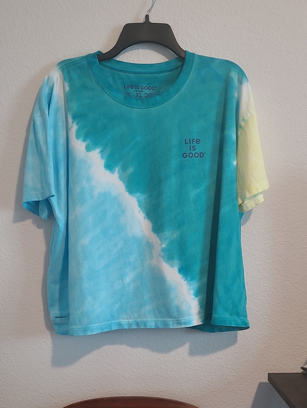 Women's Life is Good Turquoise Tie-Dye Short Sleeve Tee XL